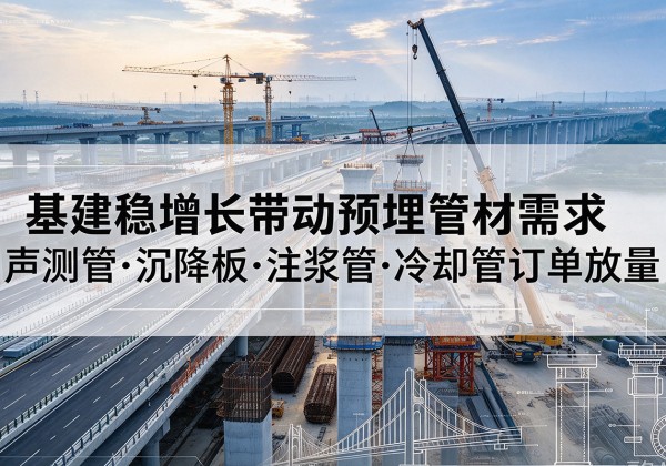 勃利基建稳增长带动预埋监测管材需求，声测管、沉降板、注浆管订单持续放量
